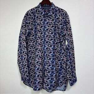 Luchiano Visconti Black Men's Button Front Dress Shirt Size 2XLT Cotton PES